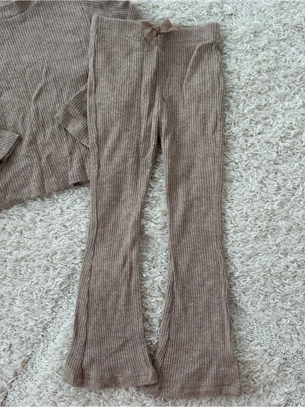 Zara Brown Ribbed Sparkle Set